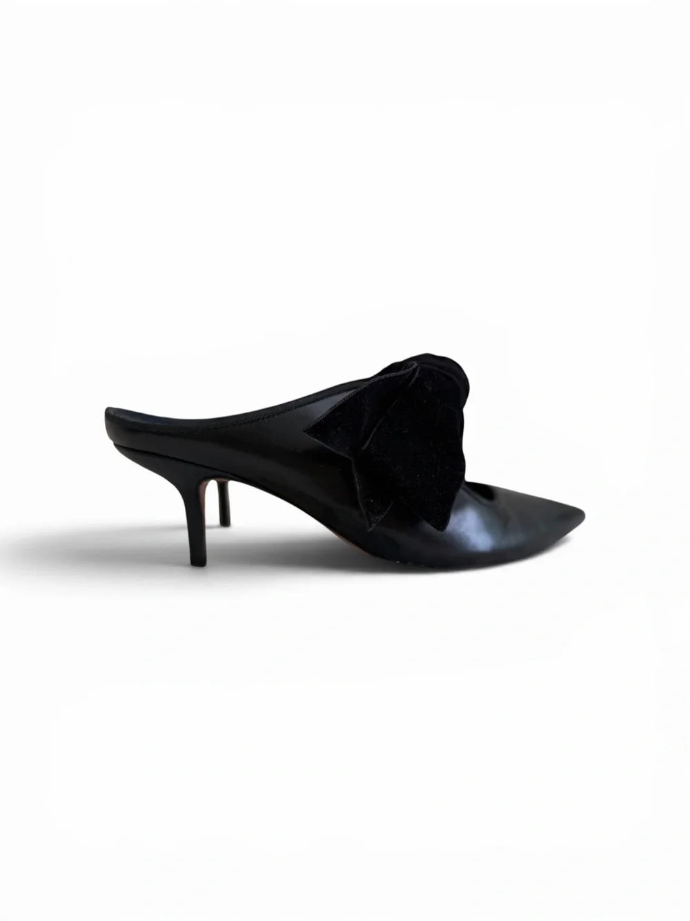 Tory Burch Black Pointed Bow Mules